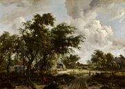 Dorp met watermolen tussen bomen, Meindert Hobbema van Meesterlijcke Meesters thumbnail