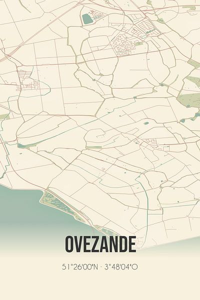 Vintage map of Ovezande (Zeeland) by Prints of Place
