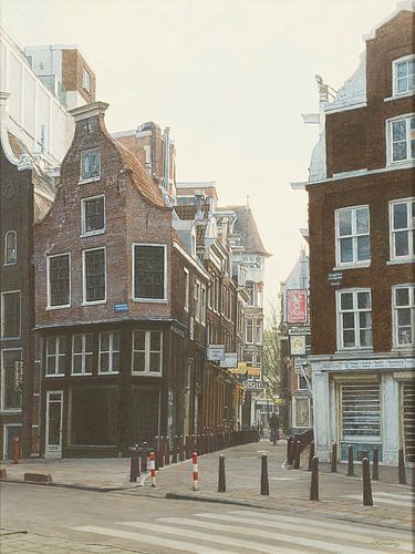 Schilderij: Nieuwezijds Voorburgwal, Amsterdam