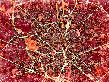 Map of Gent with the style 'Amber Autumn' by Maporia
