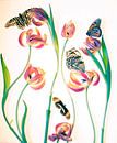 Tulpen und Schmetterlinge von marry van der Geest Miniaturansicht