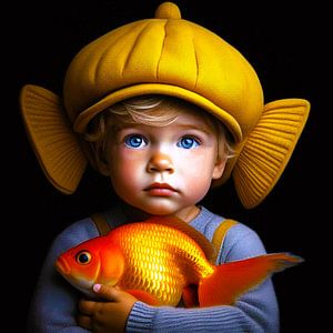 Je serre mon poisson rouge contre moi, il est à moi !!!!