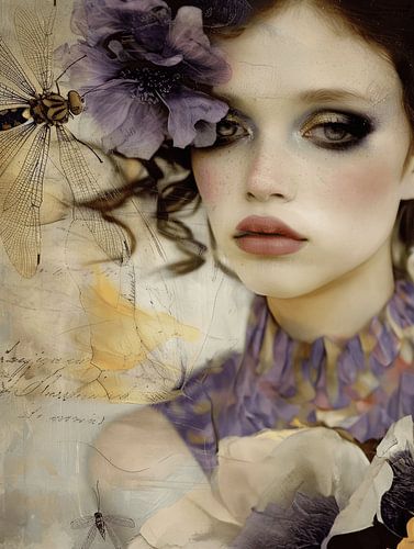 Porträt im Vintage-Mixed-Media-Stil