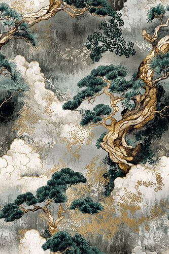 Digital art of bonsai trees among the clouds by Digitale Schilderijen
