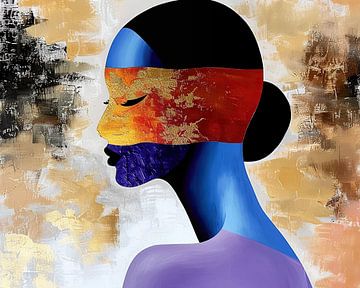 Vrouwenprofiel | Golden Dreams of Blue van De Mooiste Kunst