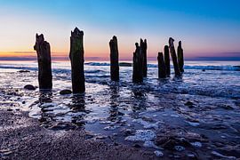 Groynes on shore of the Baltic Sea by Rico Ködder
