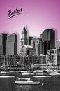 BOSTON Skyline | Grafische Kunst | roze  van Melanie Viola thumbnail