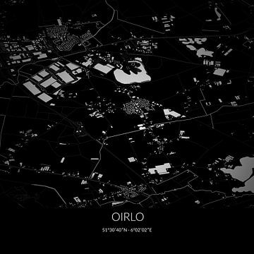 Zwart-witte landkaart van Oirlo, Limburg. van Rezona