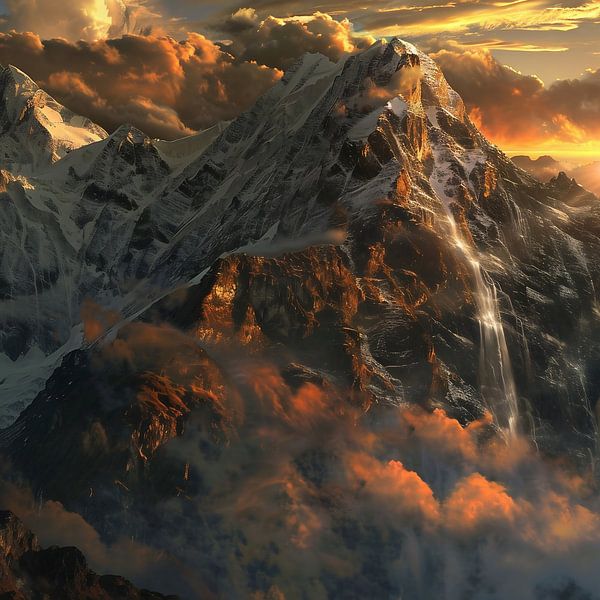 Berge, leuchtend im Nebel von fernlichtsicht