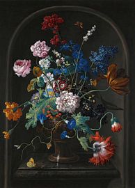 A still life of flower, in a stone niche, Johann Baptist Drechsler