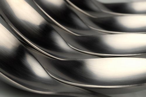 Abstracte artistieke foto van couvert, zijnde in elkaar gehaakte liggende lepels