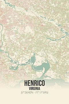 Carte ancienne de Henrico (Virginie), USA. sur Rezona