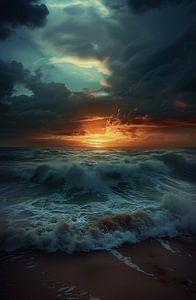 Abendglühen über dem Meer