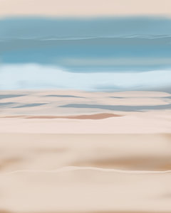 Eine minimalistische Landschaft mit dem Strand und dem Meer auf Ameland.