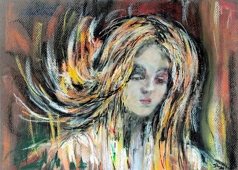 Toewijding. Handgeschilderd portret. van Ineke de Rijk