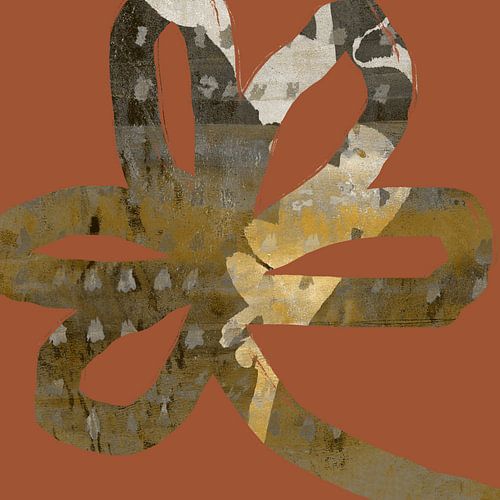 Bloem in Boho stijl. 70s retro abstract botanisch