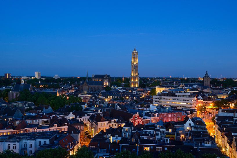 Paysage urbain avec l'église Dom et la tour Dom à Utrecht par Donker Utrecht
