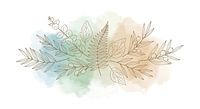 Golden Botanical Line Art with Watercolor Background