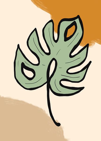 Retro colors with Monstera leaf by Hilde Remerie Photography and digital art