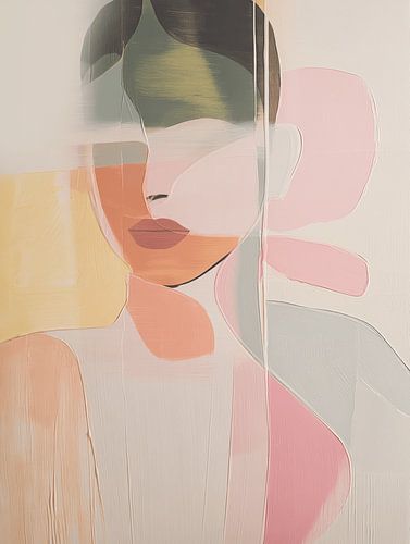 Abstraktes Porträt in sanften Pastelltönen von Studio Allee