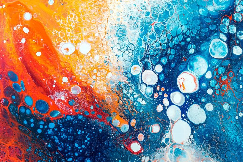 Explosion de couleurs en bleu et orange par Poster Art Shop