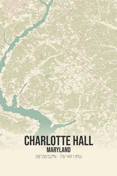 Alte Karte von Charlotte Hall (Maryland), USA. von Ortsdrucke
