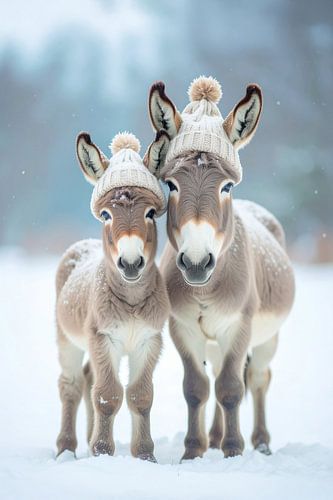 Donkey with her foal... by Ans Bastiaanssen