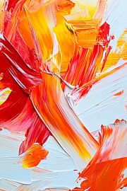 Explosie van kleur in rood en geel van Poster Art Shop