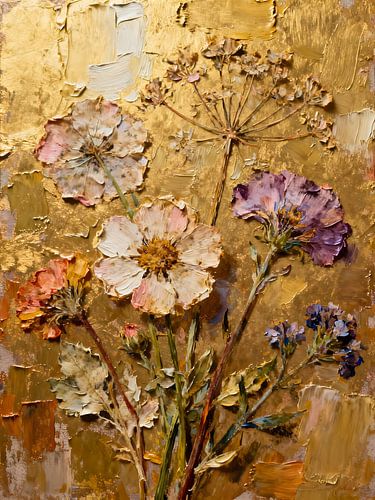 Fleurs sauvages sur fond doré