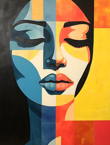 modern abstract painting of woman's face