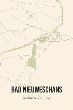 Vintage landkaart van Bad Nieuweschans (Groningen) van Rezona