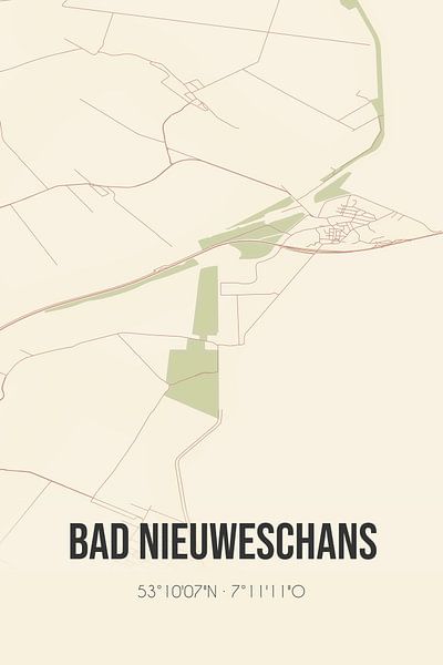 Vintage map of Bad Nieuweschans (Groningen) by Prints of Place