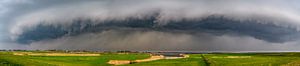 Storm clouds over the Reevediep waterway near Kampen in the IJsseldelta. The  arcus cloud with thund