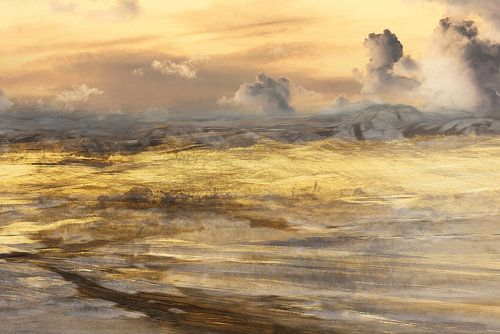 Landscape with gray clouds