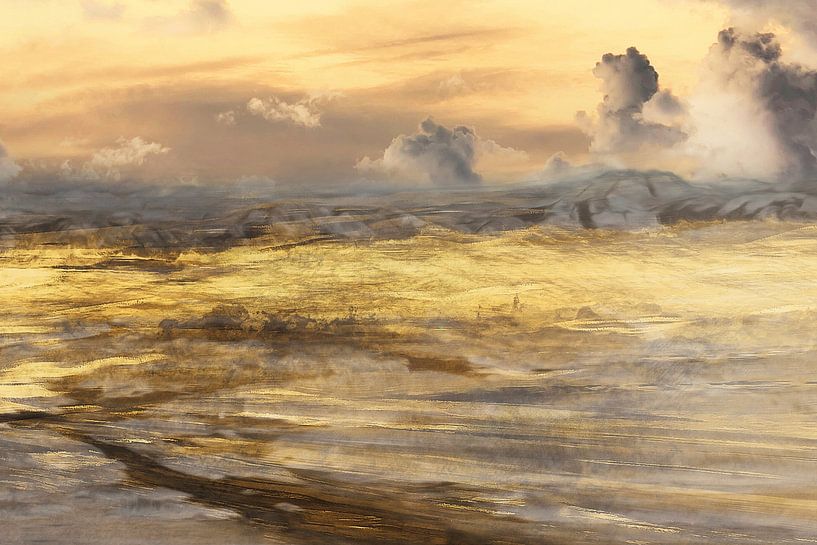 Landschap met bewolkte lucht van Diana Mets