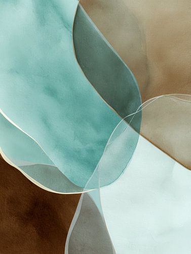 Minimalistische abstrakte Komposition mit weichen türkisfarbenen Formen von But First Framing