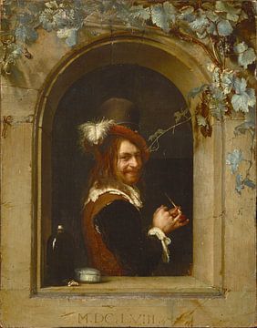 Man met pijp bij het raam, Frans van Mieris (I)