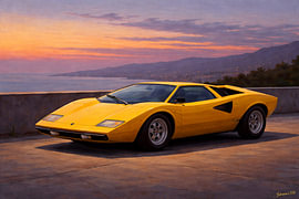 Eine Fahrt durch die Geschichte – Lamborghini Countach LP400 – 1974 von Johannas Art Creations
