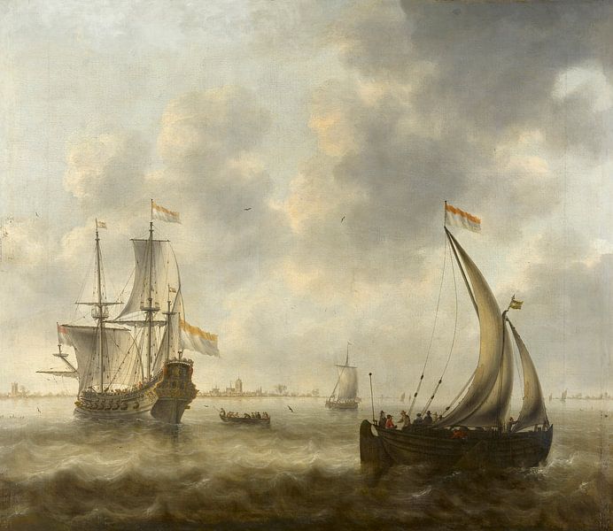 Gezicht op de schepen op een rivier, Jacob Adriaensz Bellevois van Meesterlijcke Meesters