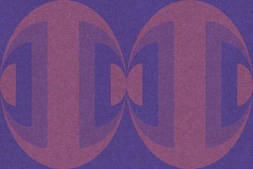 Retro geometrisch patroon. Bauhaus stijl. Zacht donkerroze en blauw. van Dina Dankers