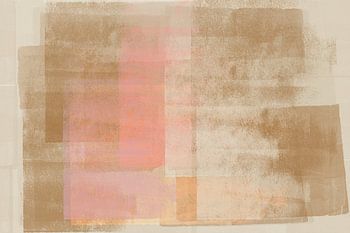 Teder kunstwerk in wabi-sabi-stijl in beige, roze met een vleugje geel