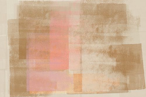 Teder kunstwerk in wabi-sabi-stijl in beige, roze met een vleugje geel