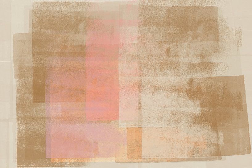 Tender wabi-sabi style artwork in beige, pink with a touch of yellow by Dina Dankers