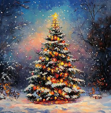 Festlicher Weihnachtsbaum im Schnee