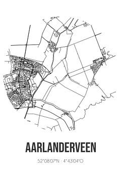 Aarlanderveen (Zuid-Holland) | Landkaart | Zwart-wit van Rezona
