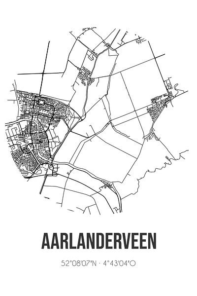 Aarlanderveen (South Holland) | Map | Black and White by Prints of Place