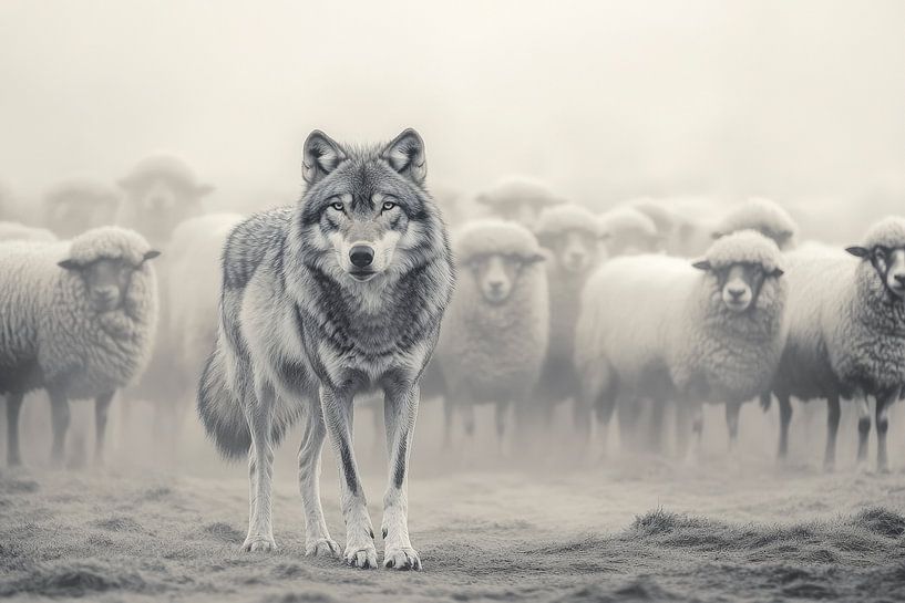 Wolf and sheep by Poster Art Shop