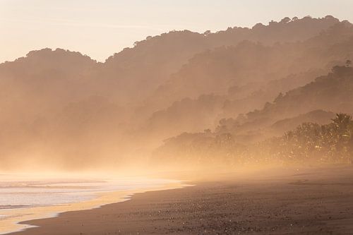 Gouden licht aan de Stille Oceaan. Carate Beach, Costa Rica.