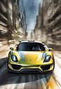 Porsche 918 spyder splash art van kevin gorter thumbnail