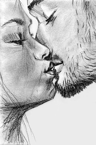 Kuss, Grautöne von Krista Kitsz Art